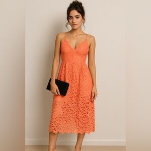 ASTR The Label Coral Lace Midi Dress XS Wedding Guest Romantic